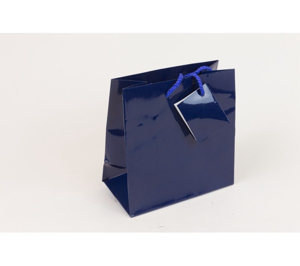 Glossy Tote Bag with Rope Handles (Dark Blue) 6" x 3" x 6"